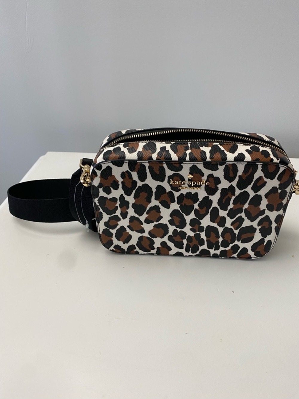 kate spade Madison Leopard-Print Crossbody Camera Bag KI377 - Cream/Brown/Black - Picture 5 of 16